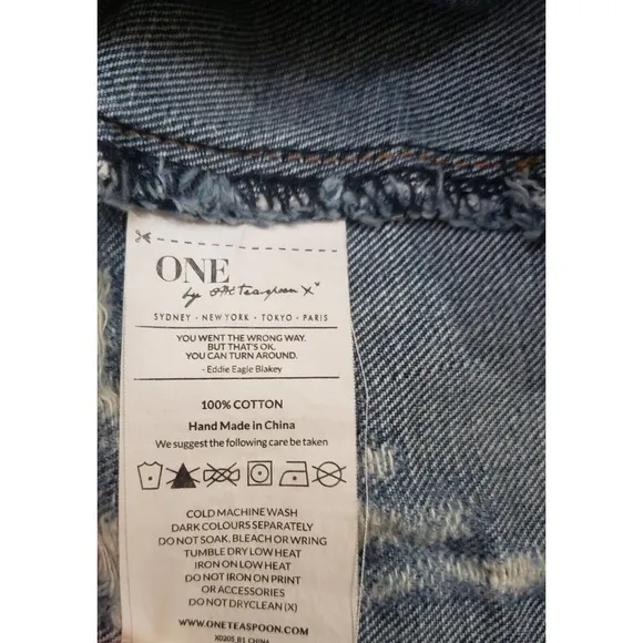One Teaspoon Free love Distressed Jeans Knee Length Skirt Size 25