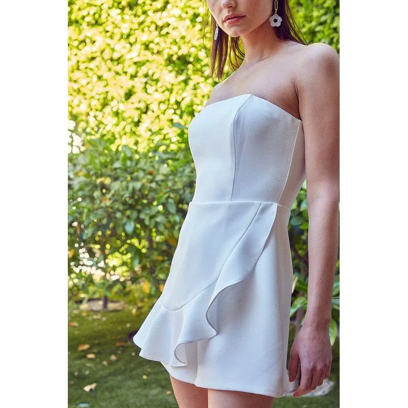Open Shoulder Ruffle Romper