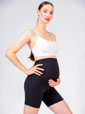 OVER THE BUMP MATERNITY NUDE SHAPE 6" SHORTS, BLACK