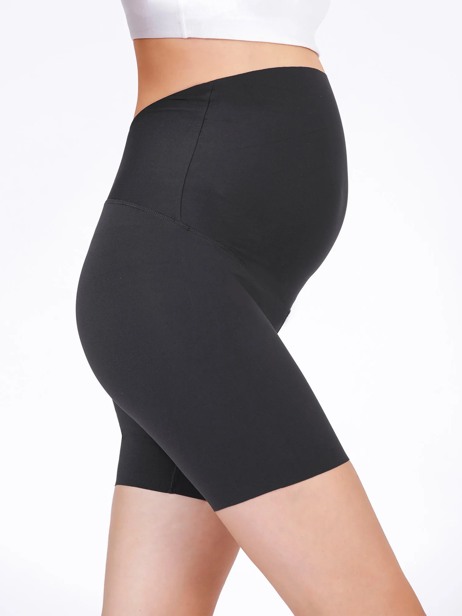 OVER THE BUMP MATERNITY NUDE SHAPE 6" SHORTS, LIMESTONE