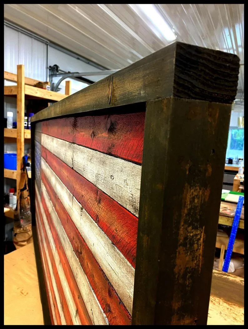 Oversized American Flags - Rustic Wood Flag