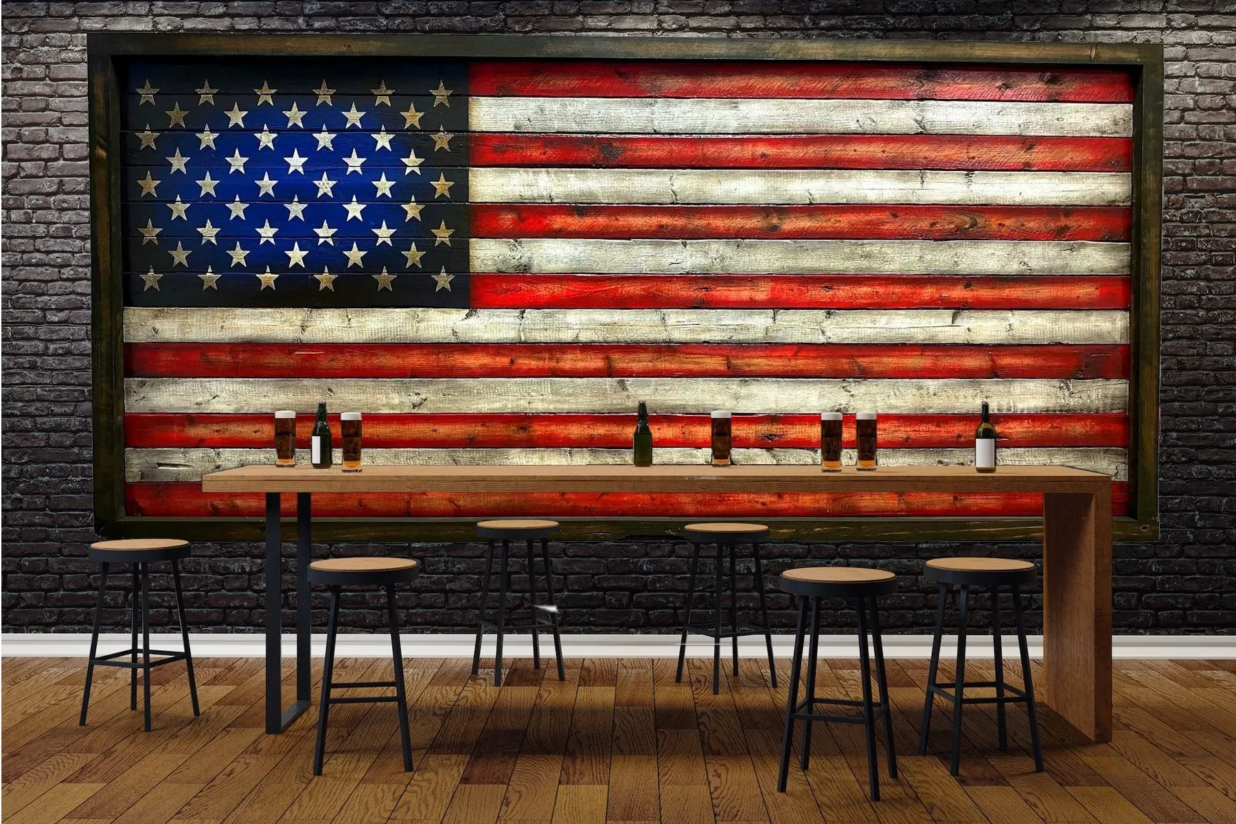 Oversized American Flags - Rustic Wood Flag