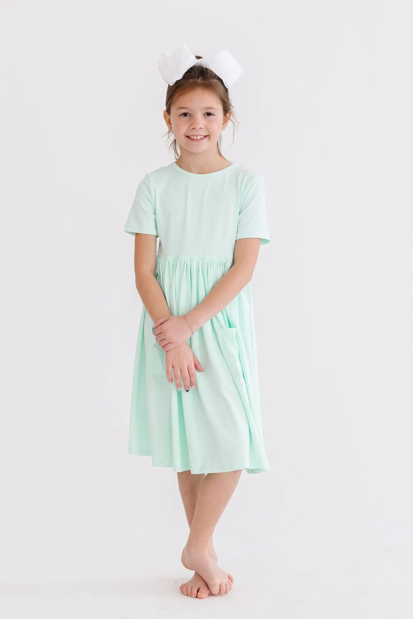 Pastel Green S/S Pocket Twirl Dress