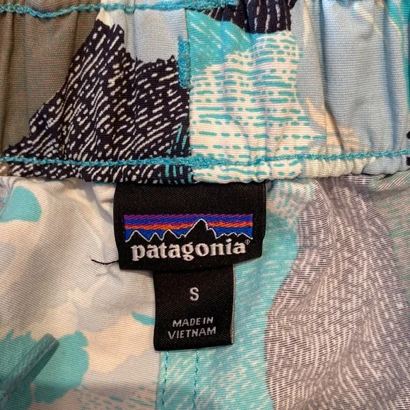 Patagonia Barely Baggies Hibiscus Field Howling Turquoise Small