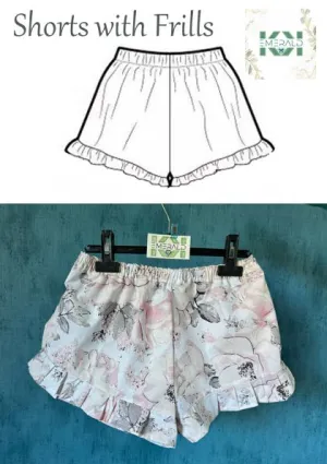 PDF Pattern Shorts with Frills   Step-by-Step Video Tutorial. Sewing beginners Friendly
