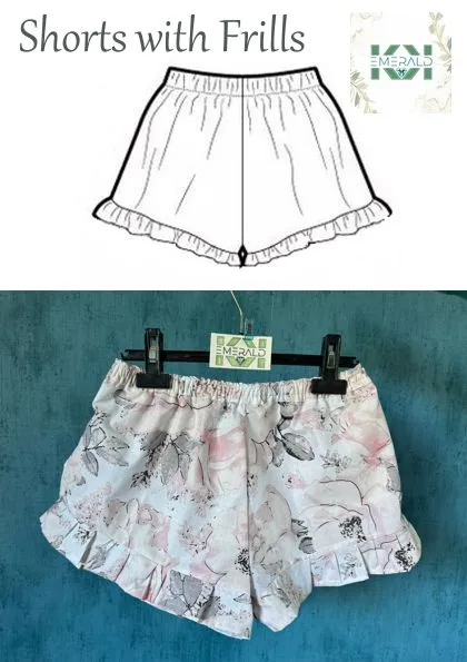 PDF Pattern Shorts with Frills   Step-by-Step Video Tutorial. Sewing beginners Friendly