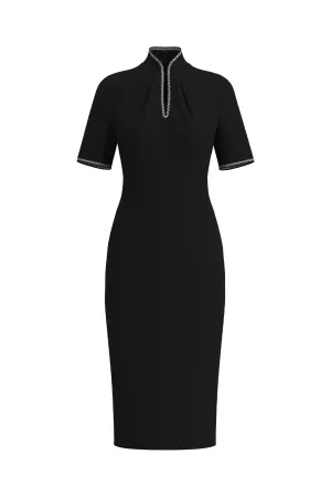 PEARL EMBELLISHED CHEONGSAM DRESS