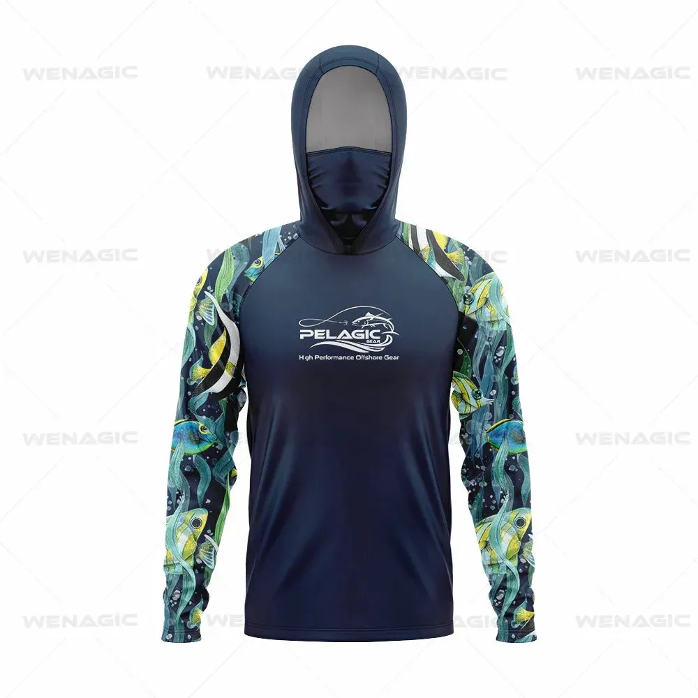 Pelagic Gear UPF 50  Long Sleeve Hooded Fishing Shirt: Ultimate Sun Protection and Comfort