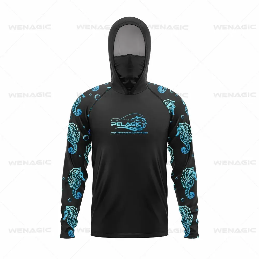 Pelagic Gear UPF 50  Long Sleeve Hooded Fishing Shirt: Ultimate Sun Protection and Comfort