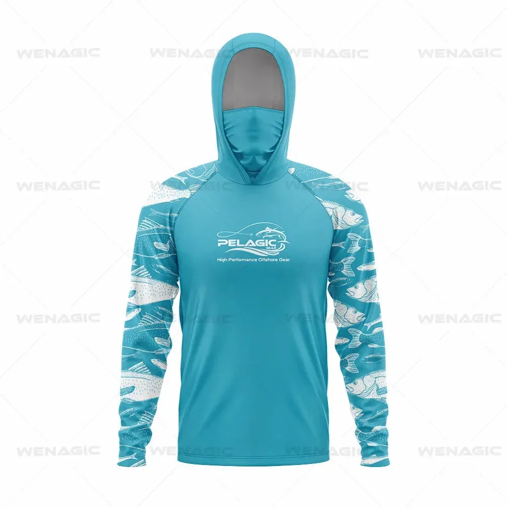 Pelagic Gear UPF 50  Long Sleeve Hooded Fishing Shirt: Ultimate Sun Protection and Comfort
