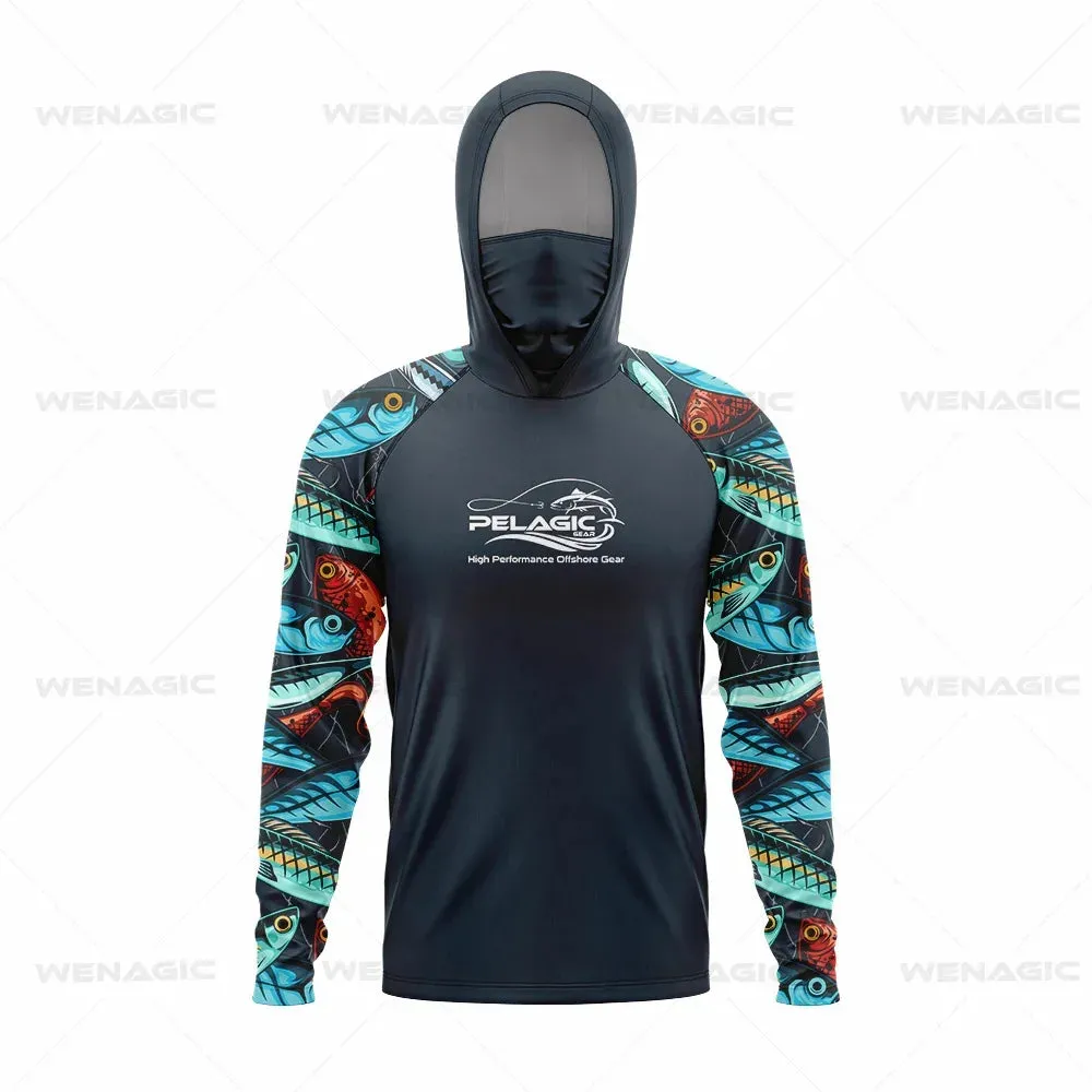 Pelagic Gear UPF 50  Long Sleeve Hooded Fishing Shirt: Ultimate Sun Protection and Comfort