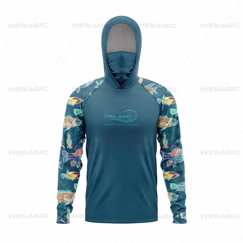 Pelagic Gear UPF 50  Long Sleeve Hooded Fishing Shirt: Ultimate Sun Protection and Comfort