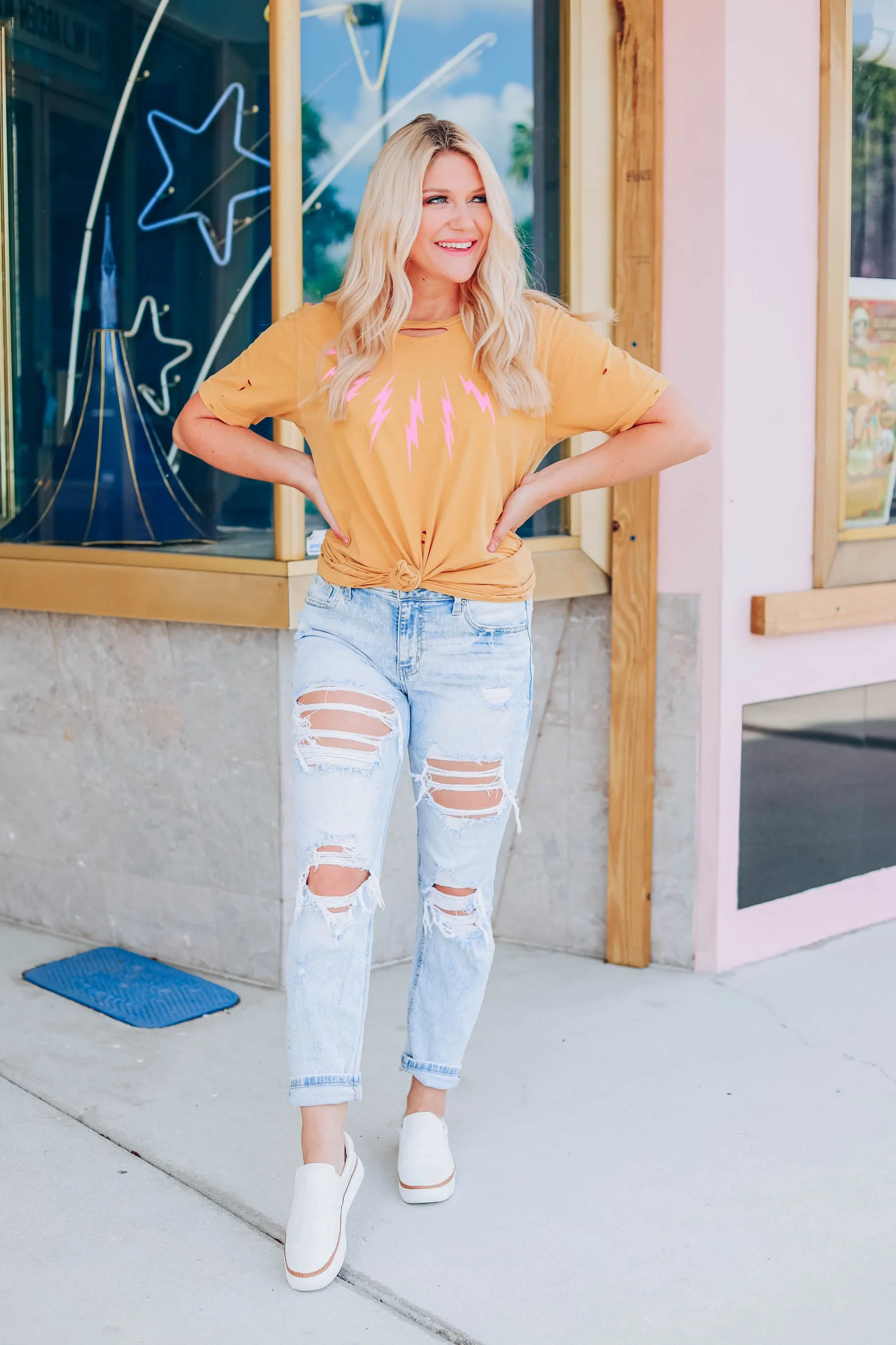 Pink Lightning Graphic Tee