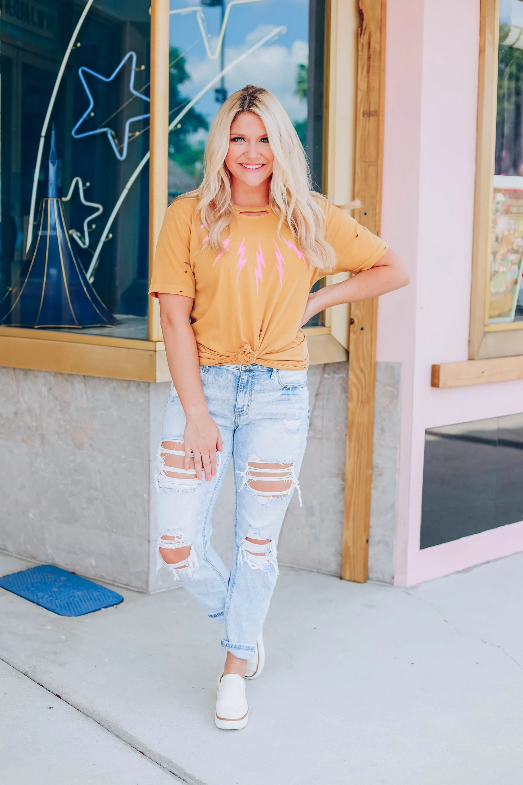 Pink Lightning Graphic Tee