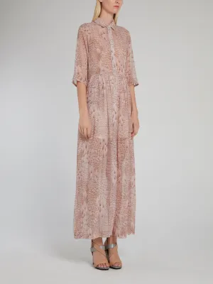Pink Printed Button Up Dress