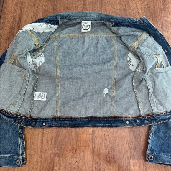 Polo Jeans Co RL67 by Ralph Lauren Lydia Repair Denim Jacket SZ M Over Reverso