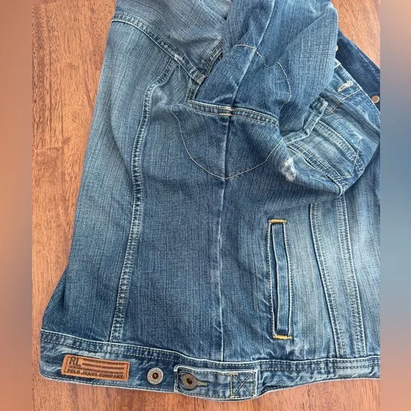 Polo Jeans Co RL67 by Ralph Lauren Lydia Repair Denim Jacket SZ M Over Reverso