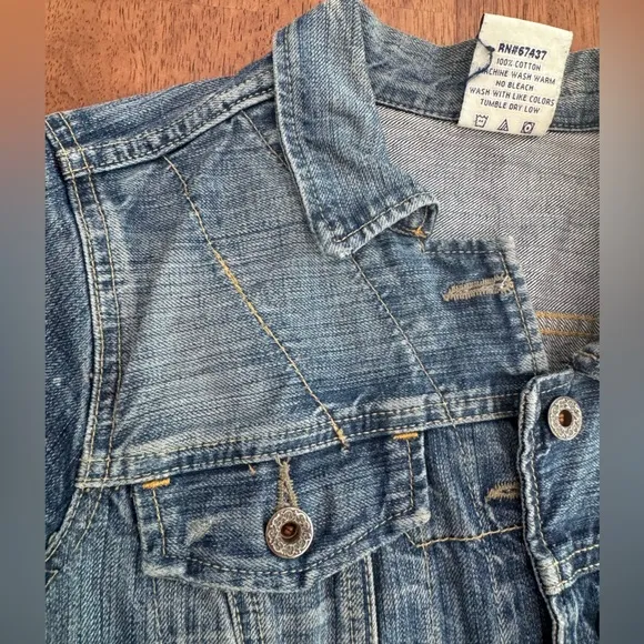 Polo Jeans Co RL67 by Ralph Lauren Lydia Repair Denim Jacket SZ M Over Reverso