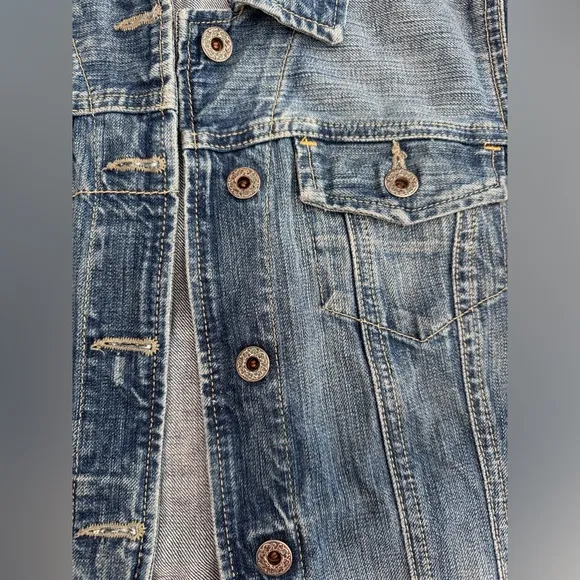 Polo Jeans Co RL67 by Ralph Lauren Lydia Repair Denim Jacket SZ M Over Reverso