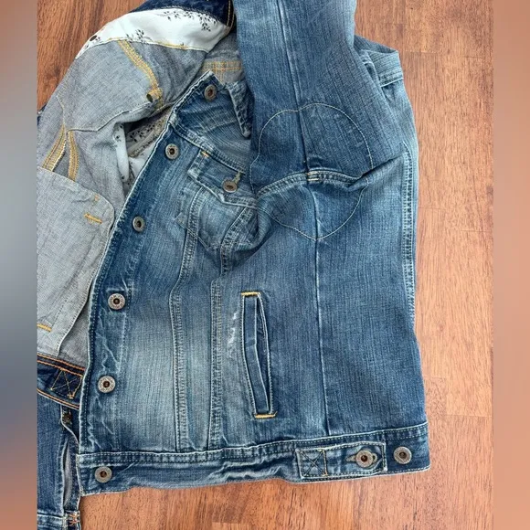 Polo Jeans Co RL67 by Ralph Lauren Lydia Repair Denim Jacket SZ M Over Reverso