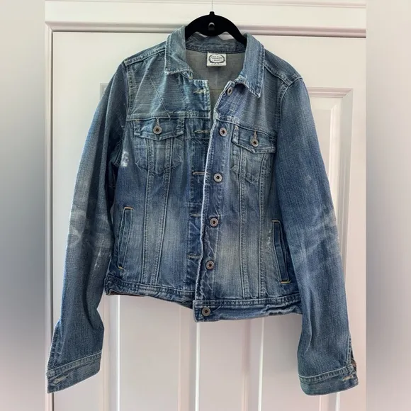 Polo Jeans Co RL67 by Ralph Lauren Lydia Repair Denim Jacket SZ M Over Reverso