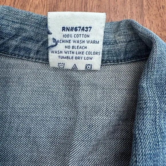 Polo Jeans Co RL67 by Ralph Lauren Lydia Repair Denim Jacket SZ M Over Reverso