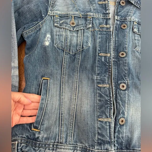 Polo Jeans Co RL67 by Ralph Lauren Lydia Repair Denim Jacket SZ M Over Reverso