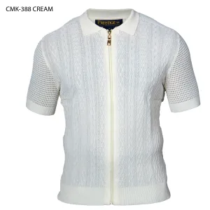 Prestige Cream Zip-Up Knit Shirt