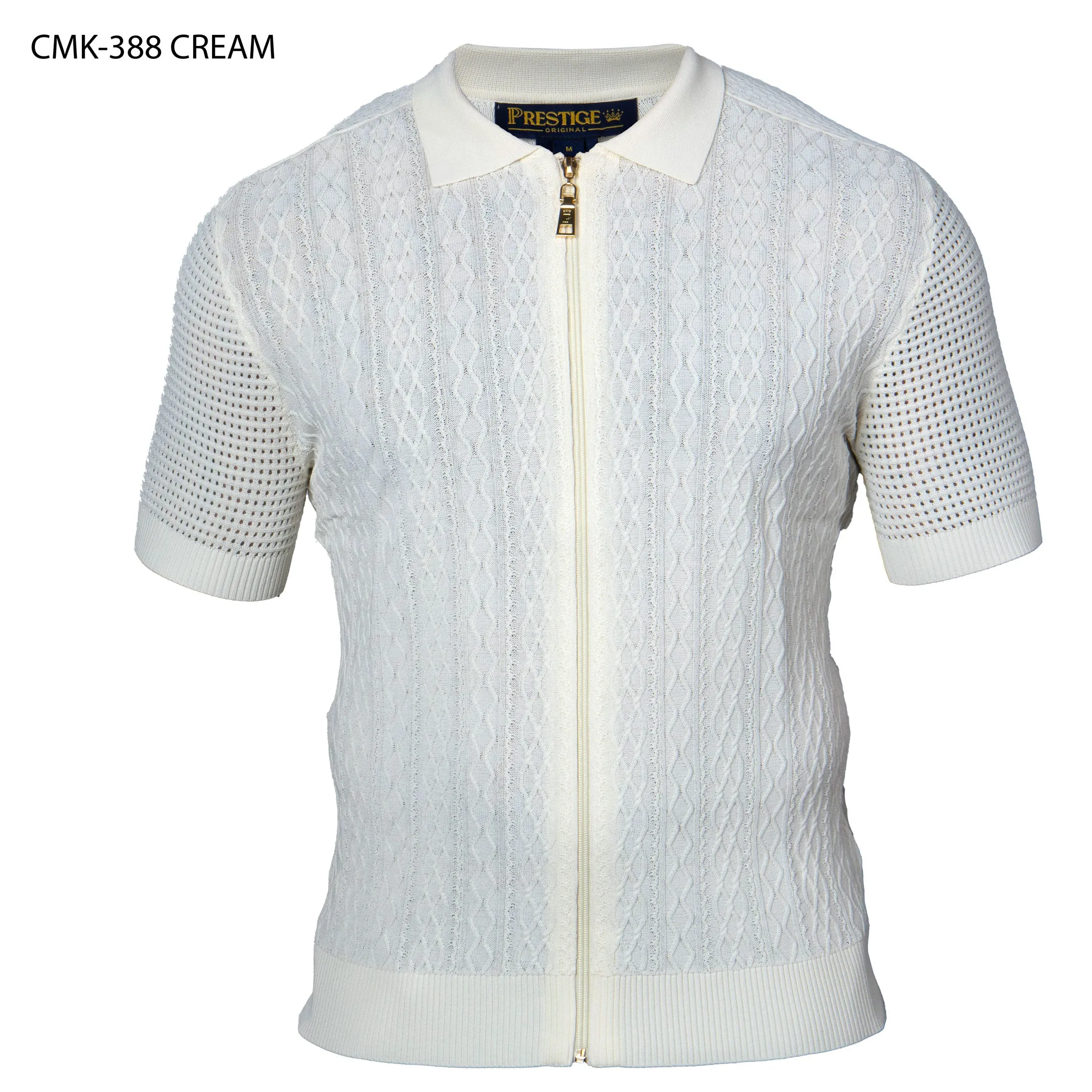 Prestige Cream Zip-Up Knit Shirt