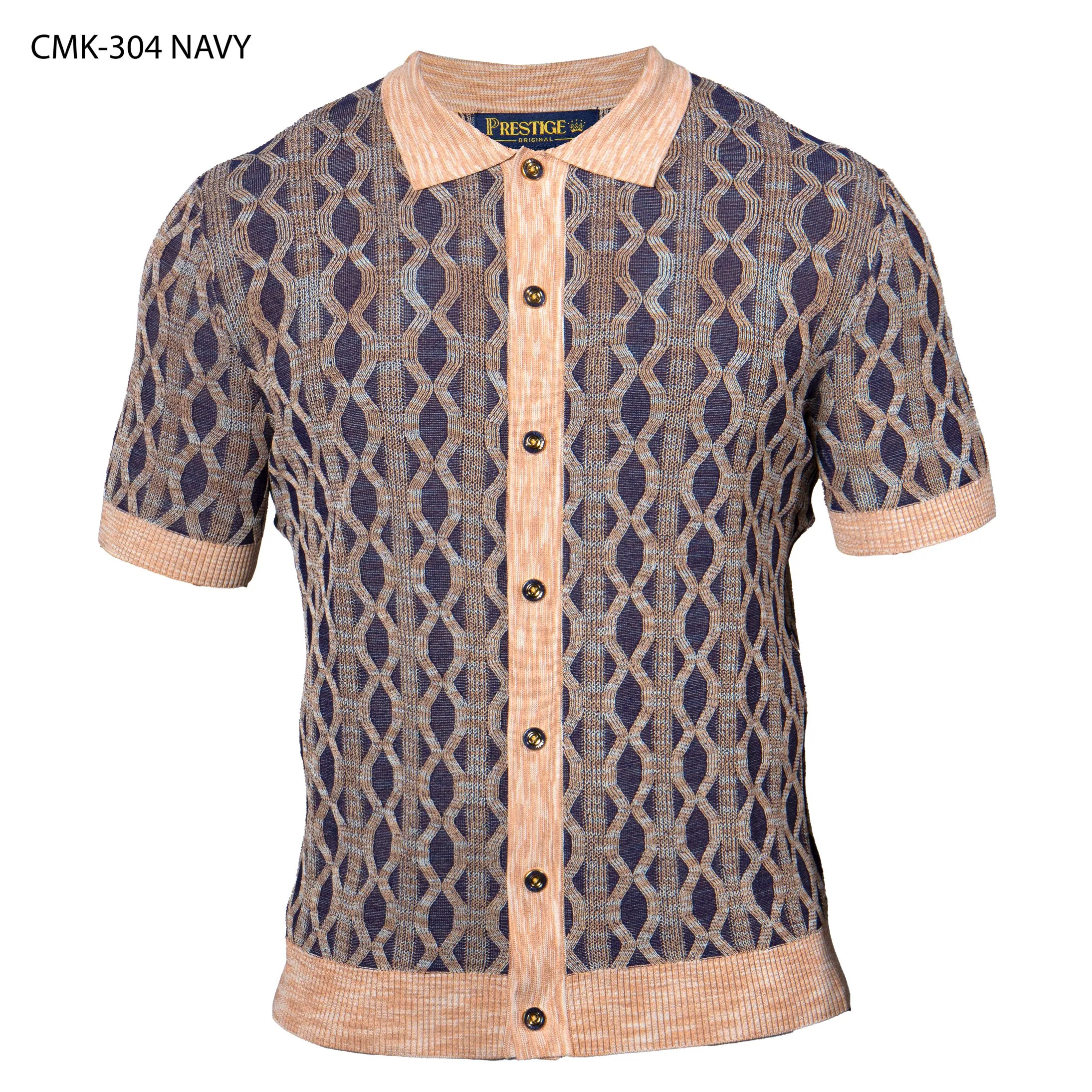 Prestige Navy Jacquard Knit Shirt