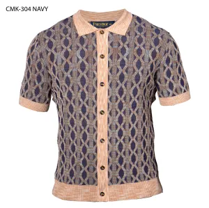 Prestige Navy Jacquard Knit Shirt