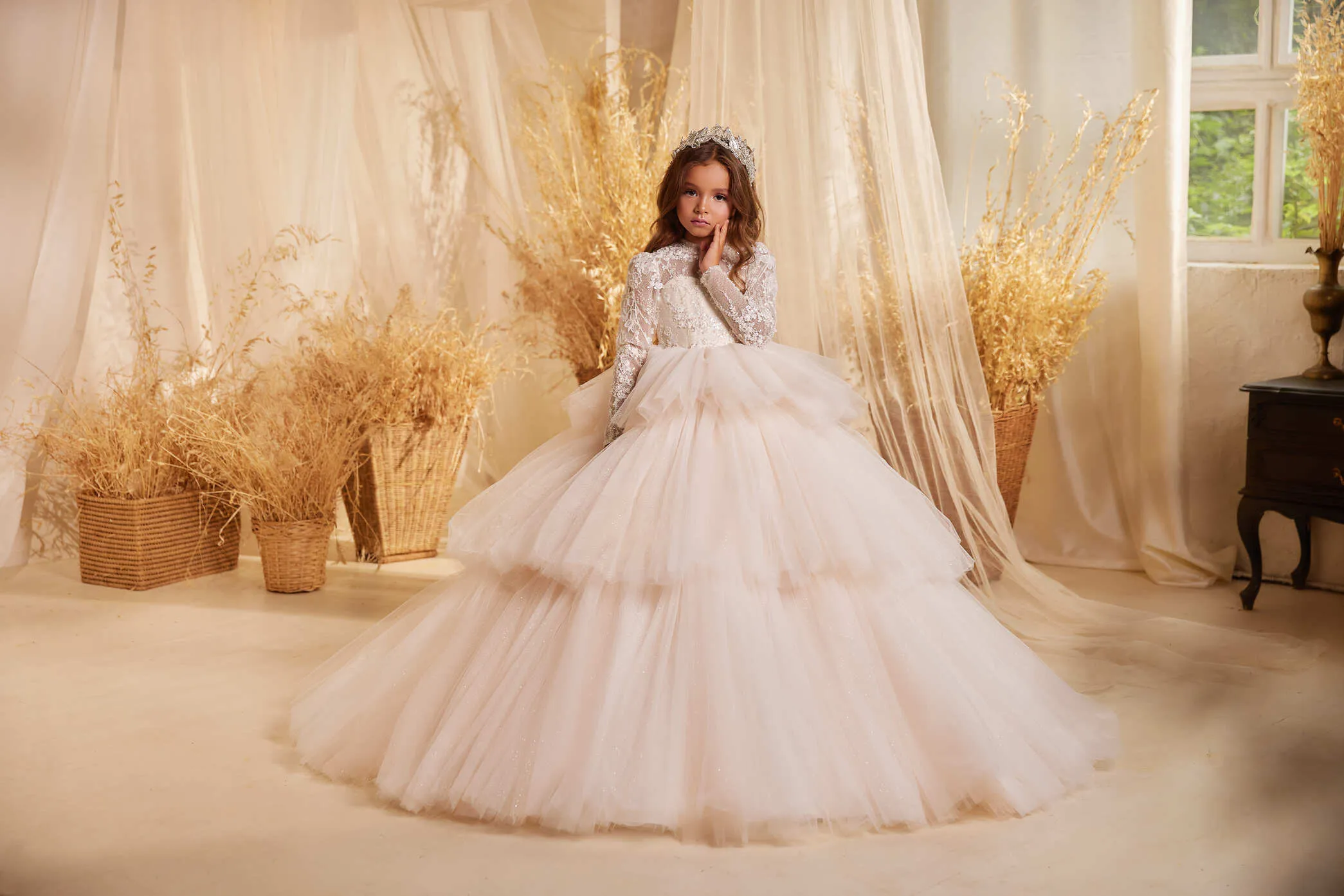 Princess Ball Gown Flower Girl Dress for Wedding