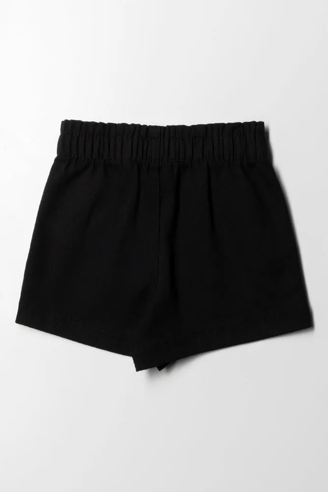 Pull On Denim Shorts Black
