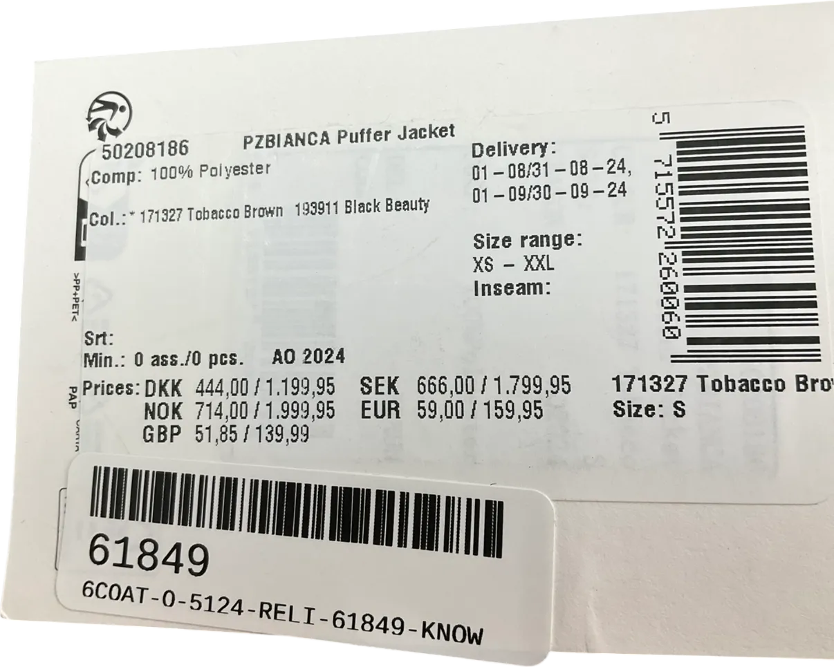 Pulz Jeans Beige Pzbianca Pufferjacket UK S
