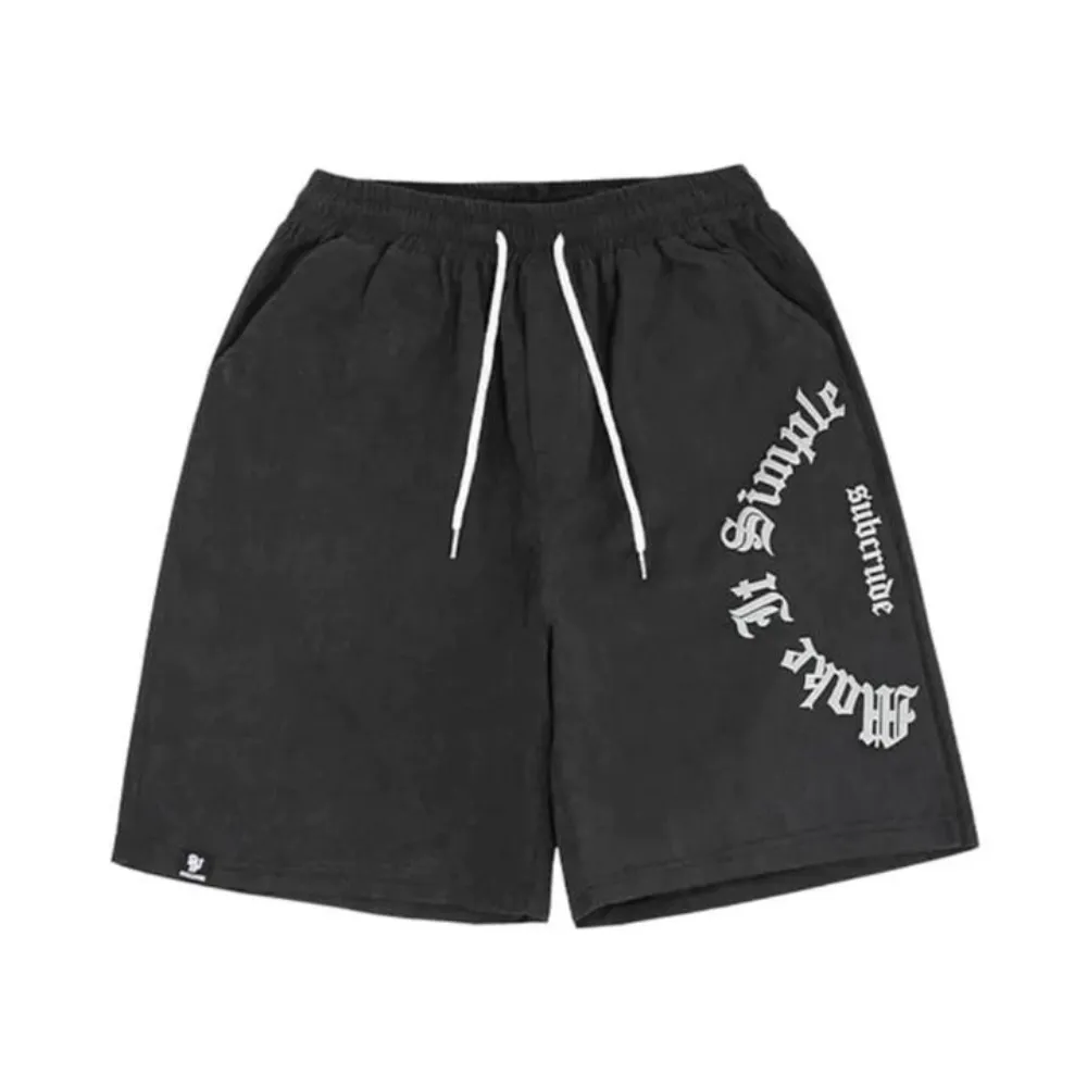"Solid Letter Embroidery Cotton" Shorts
