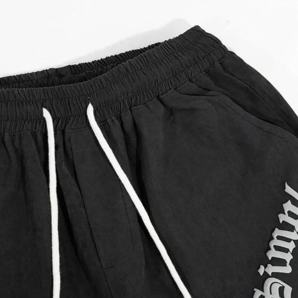 "Solid Letter Embroidery Cotton" Shorts