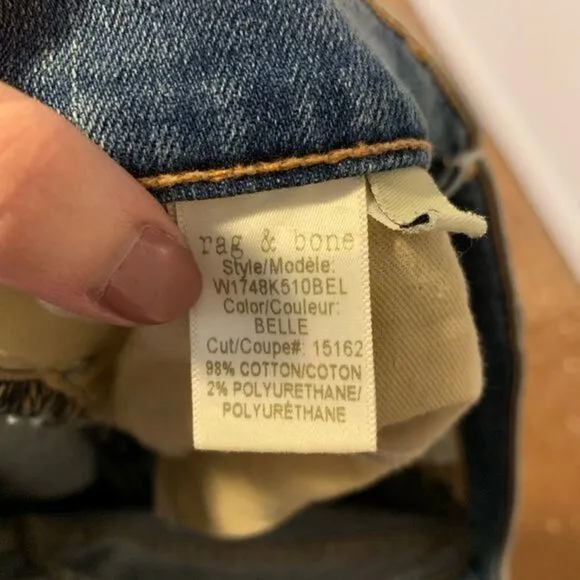 Rag &amp; Bone 10 inch stove pipe straight jeans 28