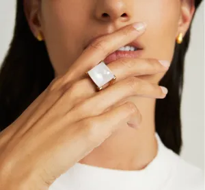 Rainbow Moonstone Plaza Ring
