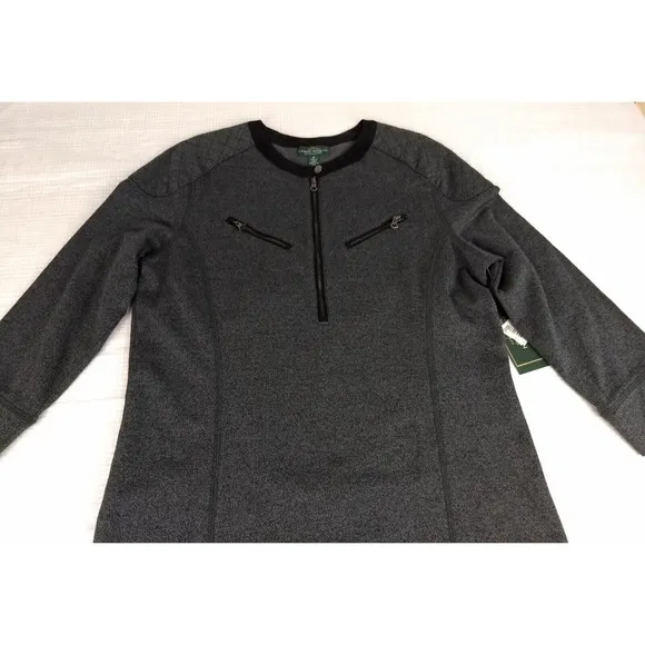 Ralph Lauren Jeans  Co Dress Cotton Sweatshirt Style LRL Black Gray Zippers NWT