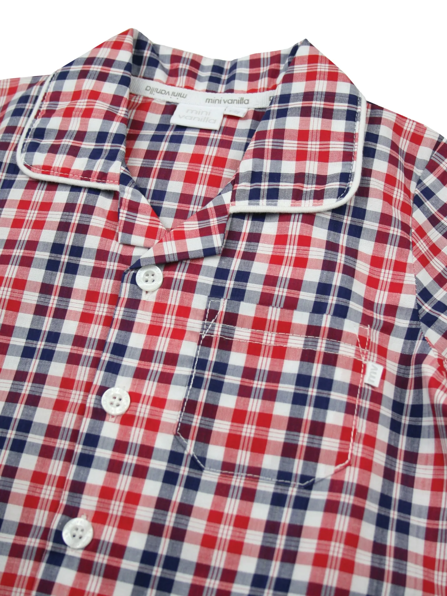 Red Check Shortie Traditional Pyjamas.