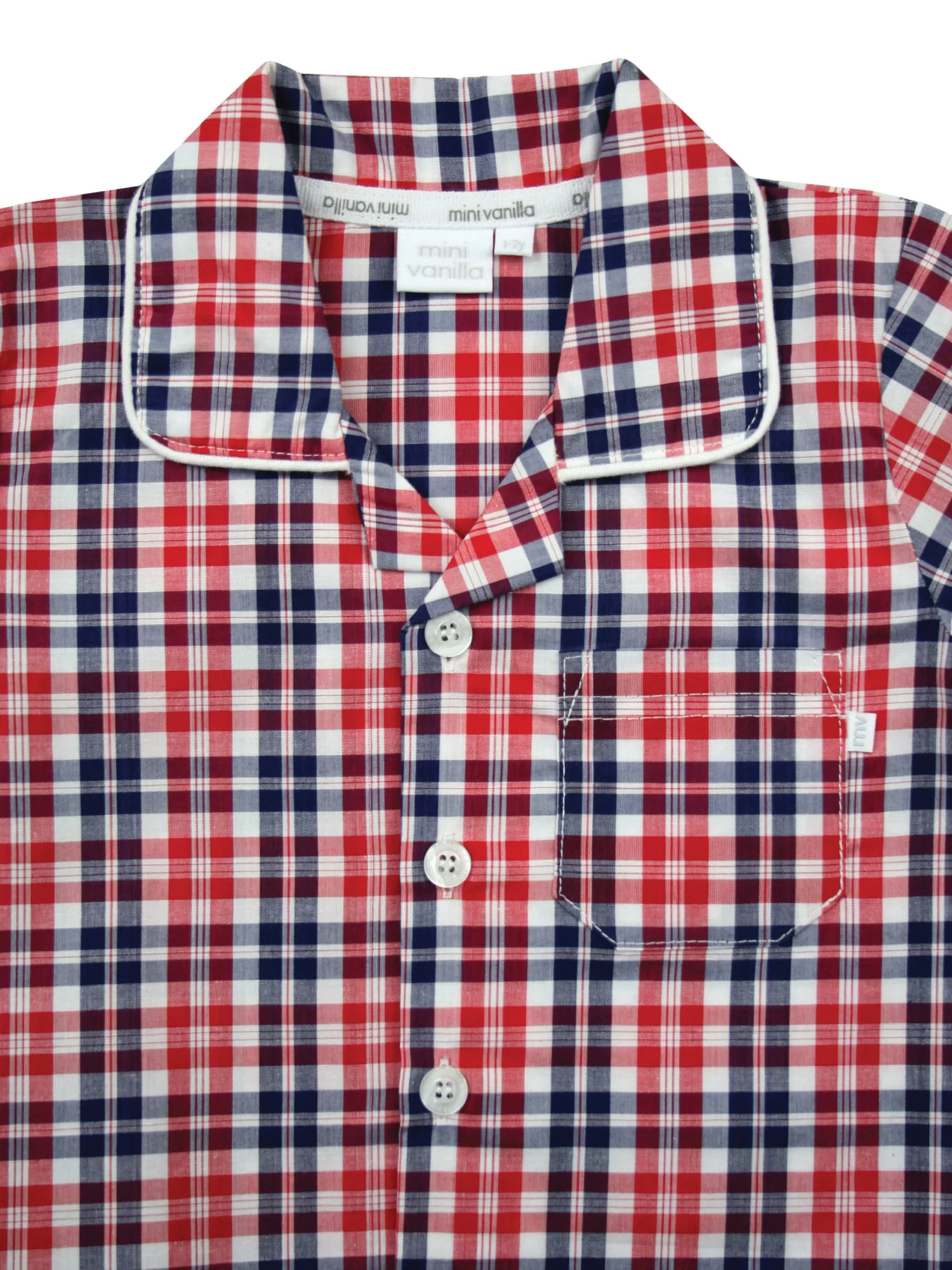 Red Check Shortie Traditional Pyjamas.