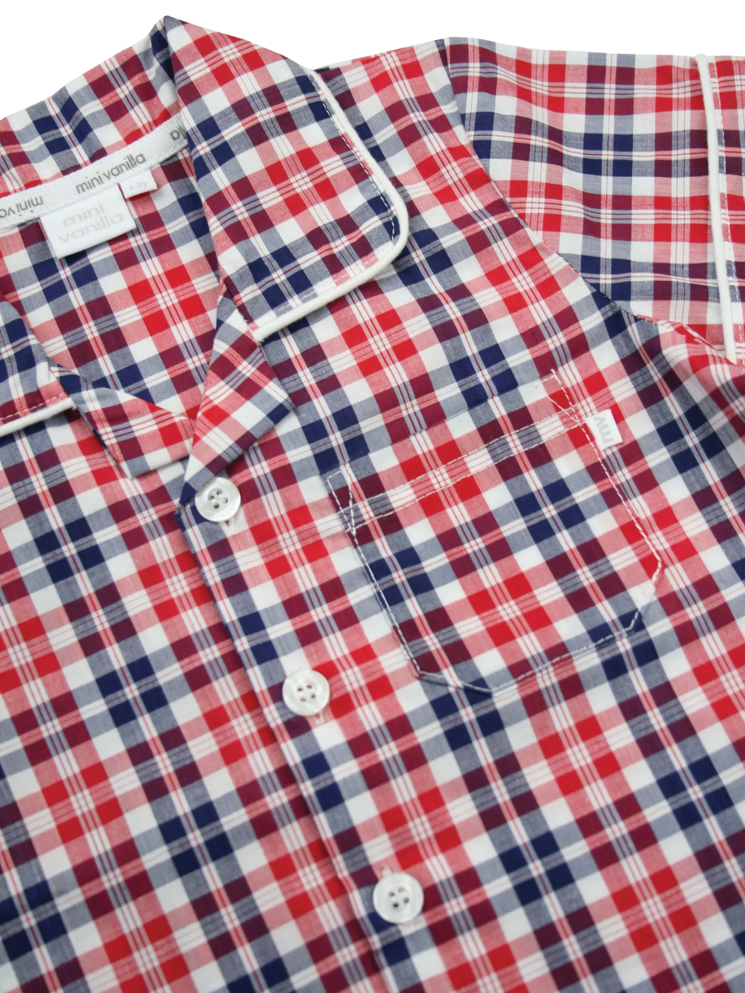 Red Check Shortie Traditional Pyjamas.