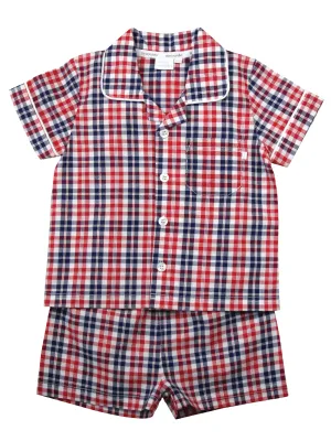 Red Check Shortie Traditional Pyjamas.