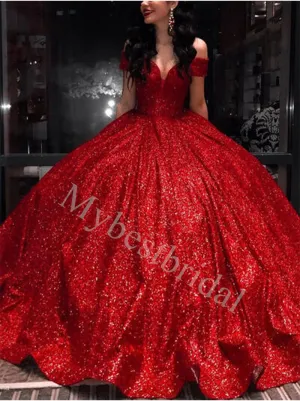Red Sweetheart Off shoulder Ball-gown Prom Dresses,PDS0865
