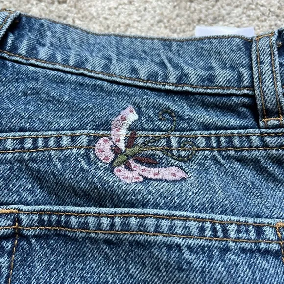 Reformation Cotton Charlie Launa Floral Embroidered Denim Cut Off Shorts Sz 27