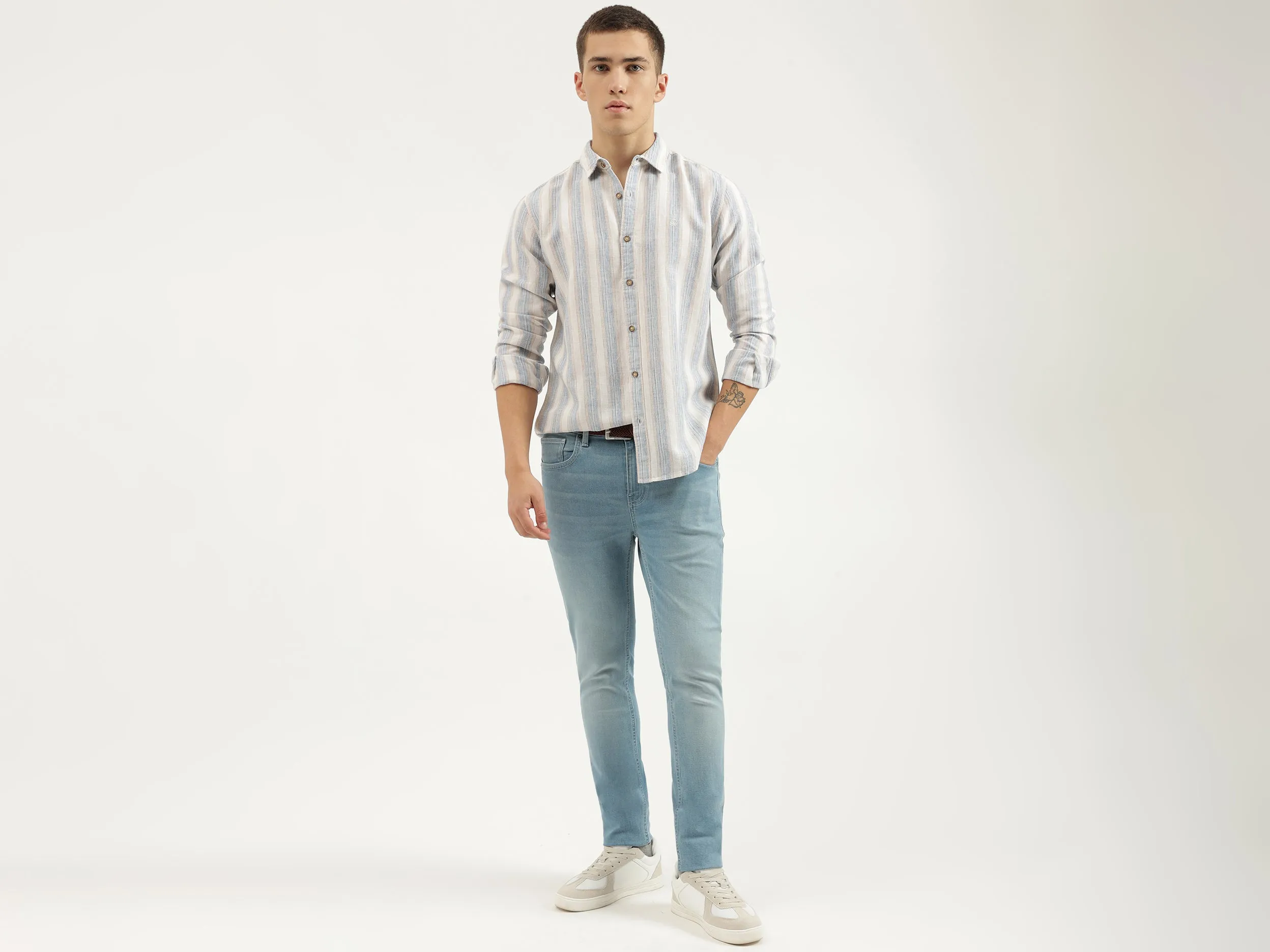 Regular Fit Spread Collar Striped Shirts