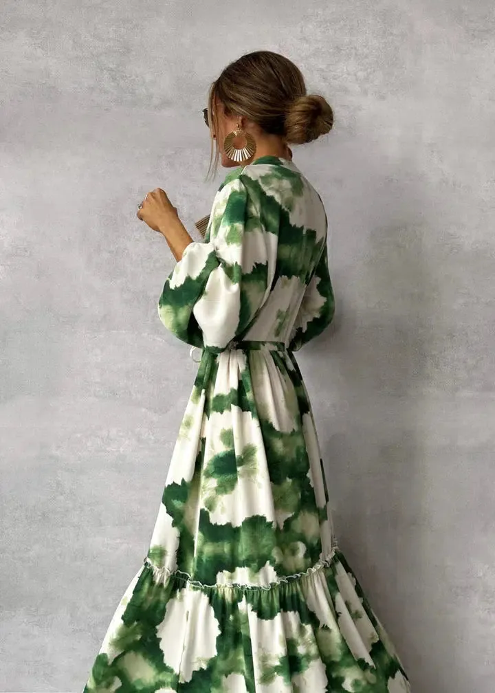 Reine™ | Lantern Sleeve V-Neck Maxi Dress