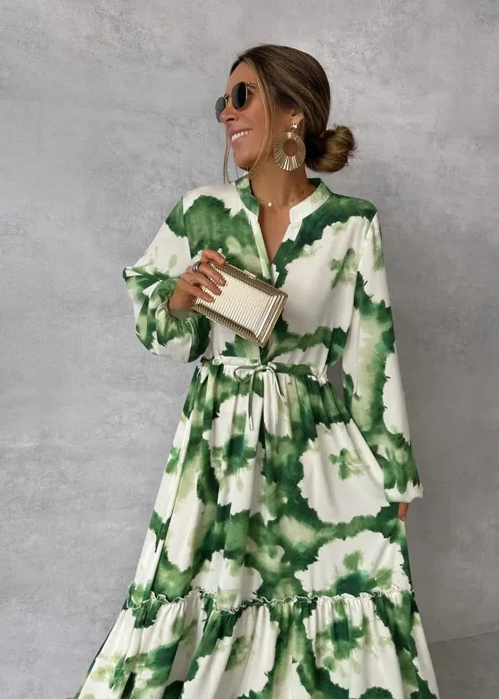 Reine™ | Lantern Sleeve V-Neck Maxi Dress