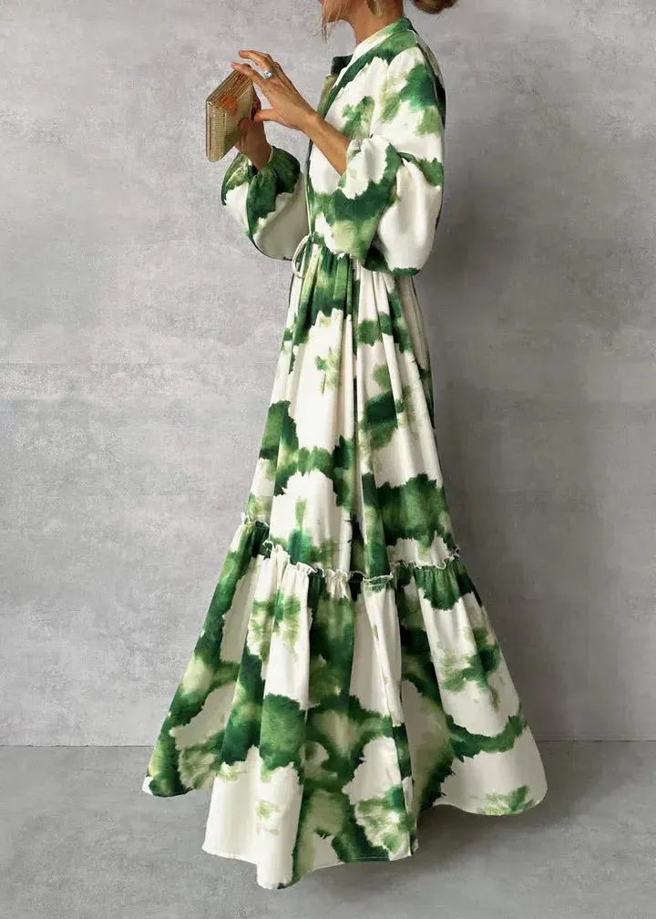 Reine™ | Lantern Sleeve V-Neck Maxi Dress