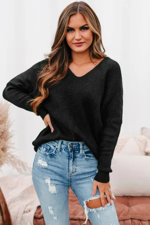 Rhetorical Response Oversized Ribbed Sweater (Black)